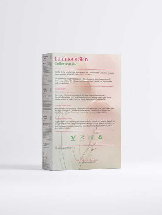 Luxury luminous skincare collection with botanical products designed for radiant, hydrated and healthy-looking skin