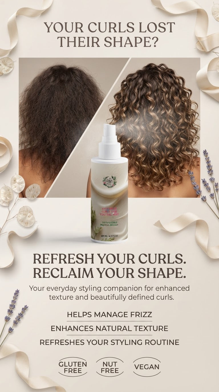 Curly hair refresh mist for refreshing natural curls and improving the appearance of curl texture