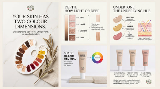 B's Botanicals Foundation with Peptides light complexion shades 05 Fair Neutral, 10 Light Warm and 15 Light Cool – COSMOS Natural certified mineral foundation on Maltese limestone