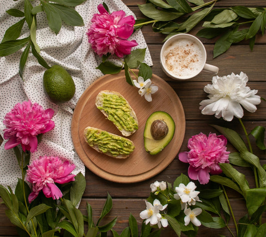 Botanicals spread around on a flat lay.