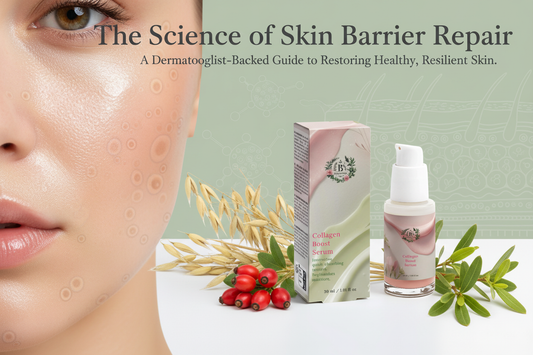 B's Botanicals COSMOS certified skincare products for skin barrier repair — Collagen Boost Serum and Peptide Anti-Aging Serum with barrier-repairing botanicals including oat, rosehip and jojoba