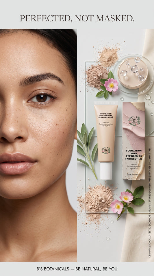 05 Fair Neutral peptide foundation shade with a balanced neutral undertone and natural semi-matte finish for fair skin