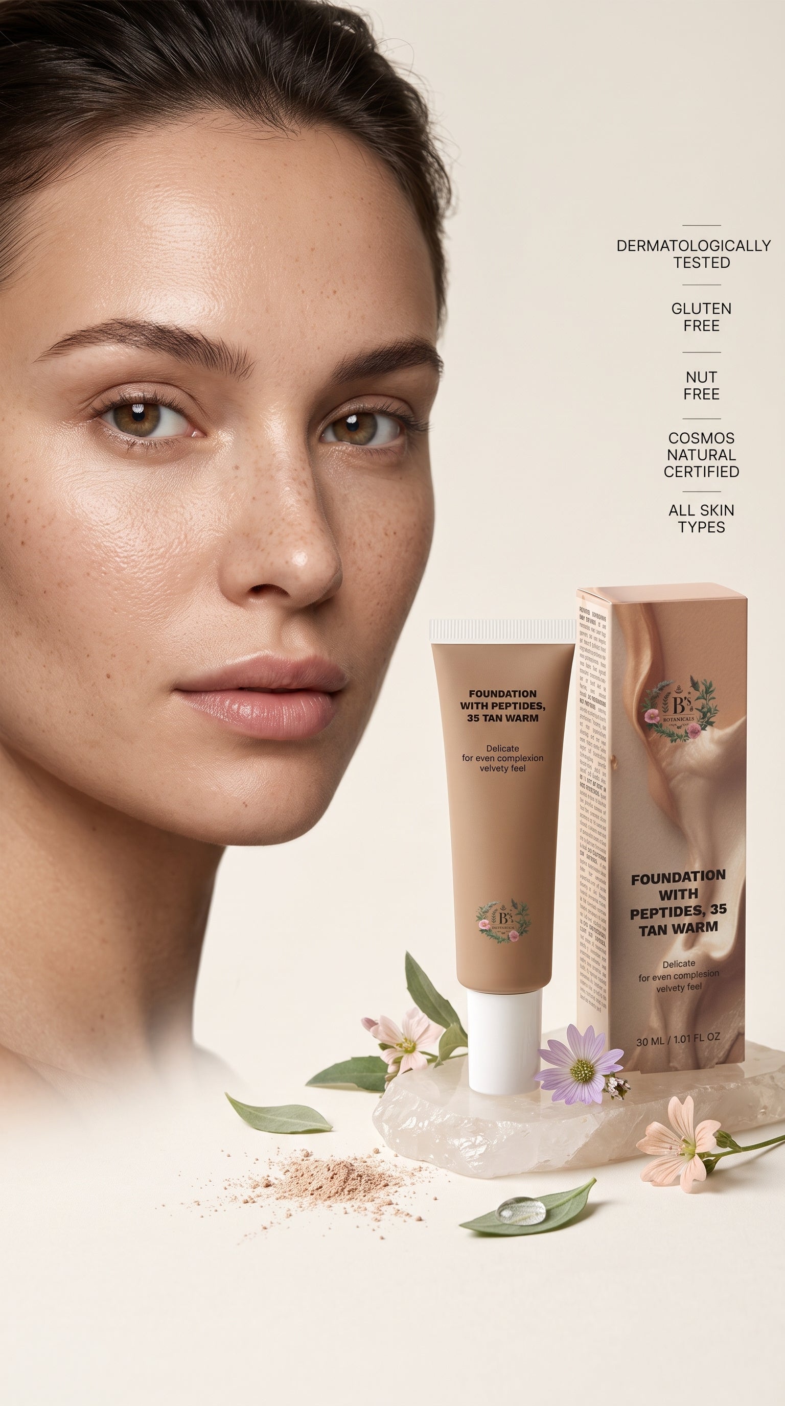35 Tan Warm foundation with lightweight buildable coverage for a smooth, naturally perfected complexion