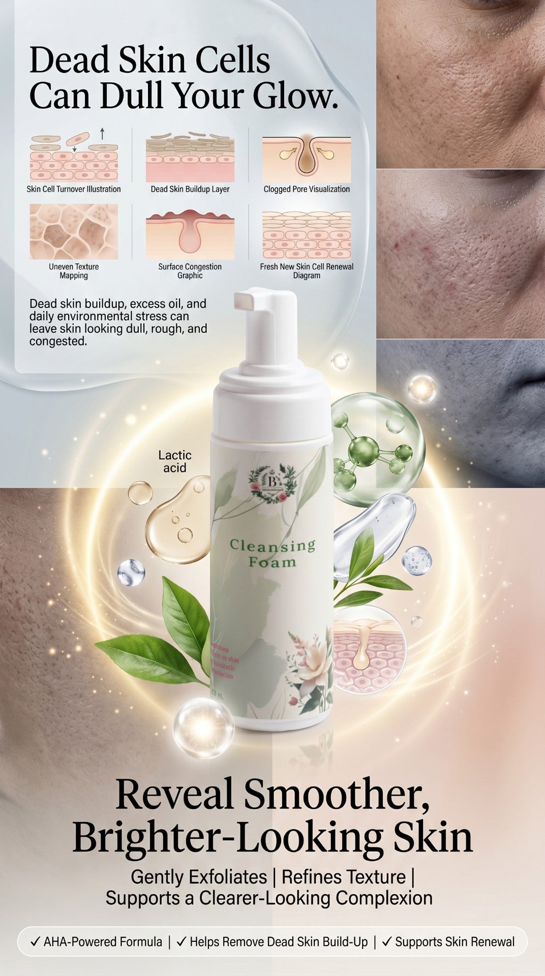 Gentle face cleansing foam that helps cleanse pores, reduce excess oil, and leave skin feeling refreshed and balanced.