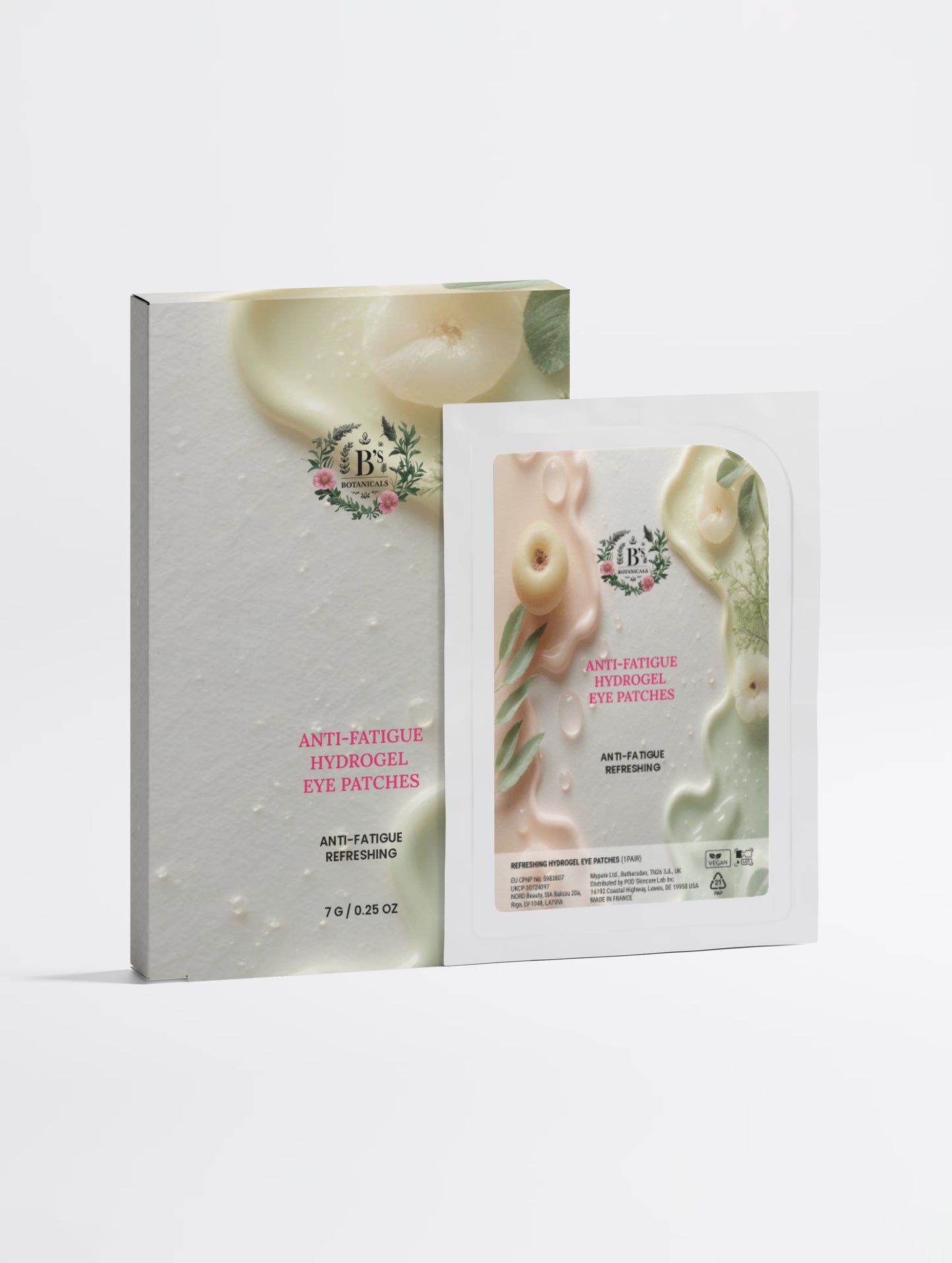 B’s Botanicals Anti-Fatigue Hydrogel Eye Patches for refreshing tired-looking eyes and cooling under-eye care.