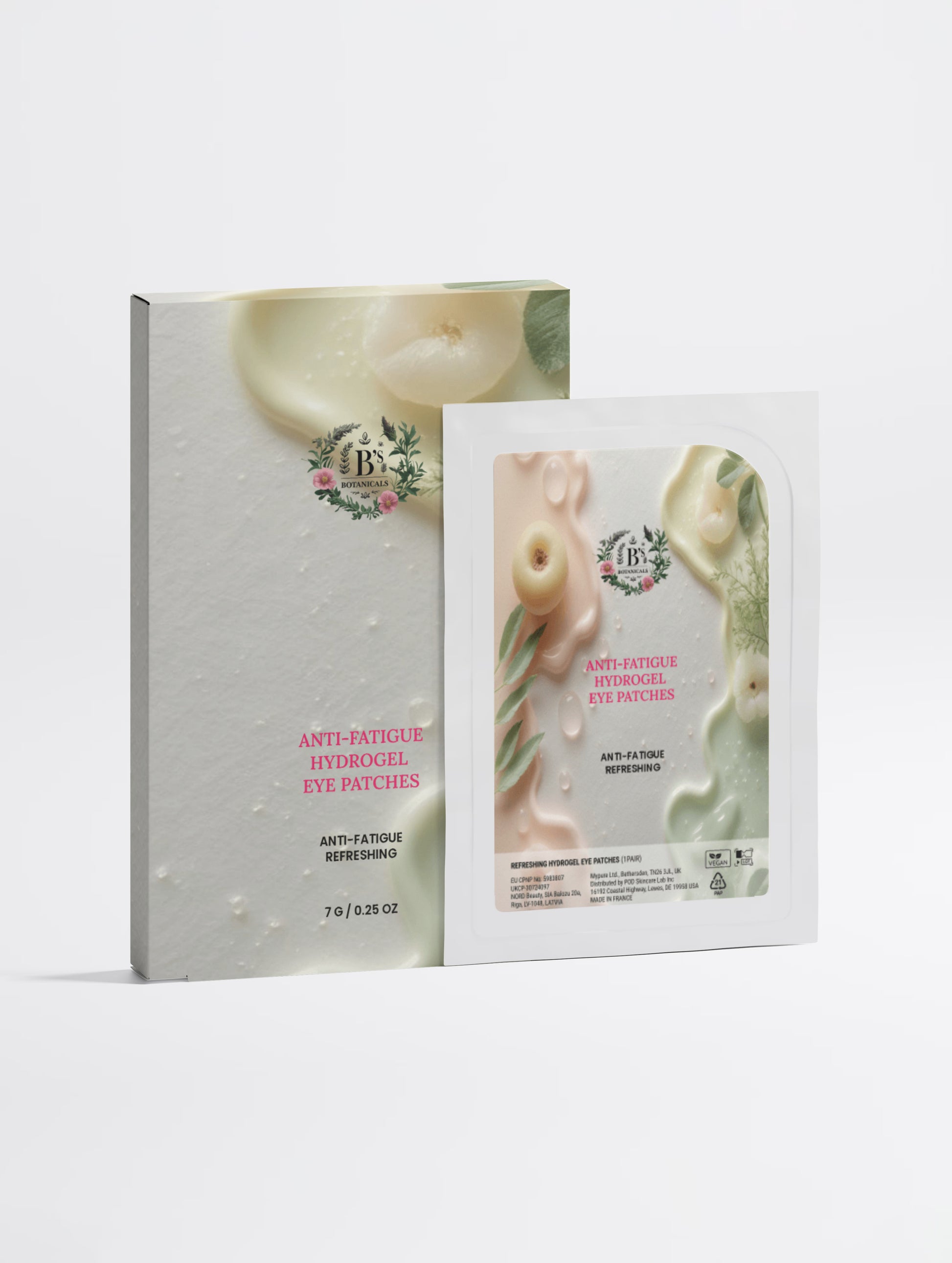 B’s Botanicals Anti-Fatigue Hydrogel Eye Patches for refreshing tired-looking eyes and cooling under-eye care.