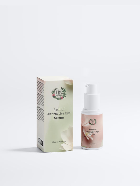 Retinol Alternative Eye Serum packaging with box on a light gray background