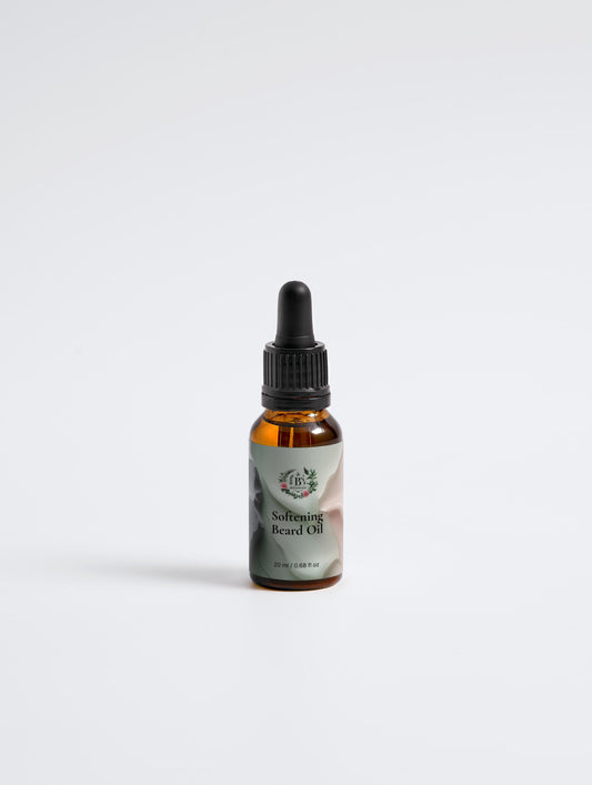 Bottle of beard oil with a dropper on a white background
