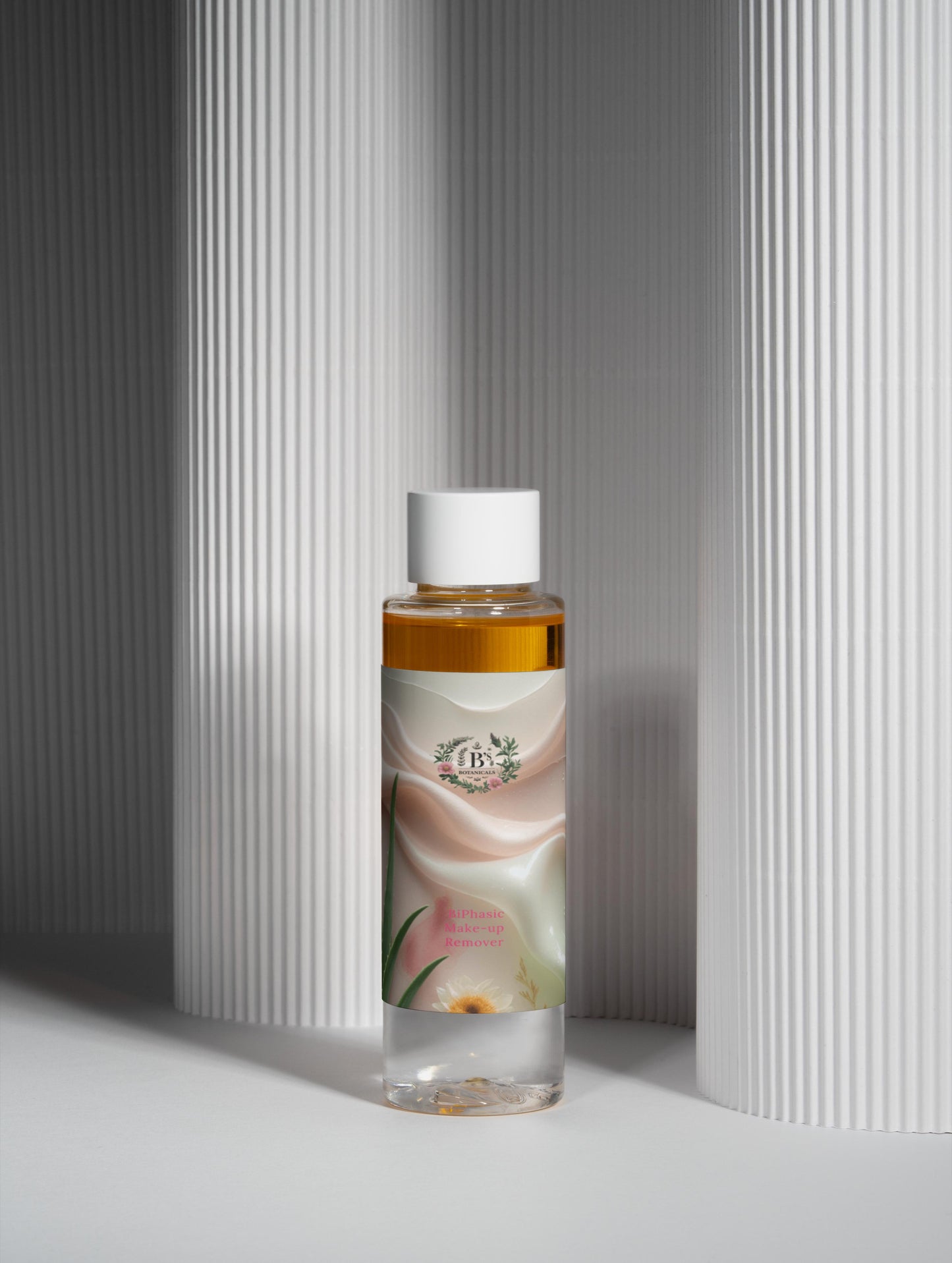 Make-up removal step in skincare routine using biphasic cleanser before facial cleansing for clean and refreshed skin