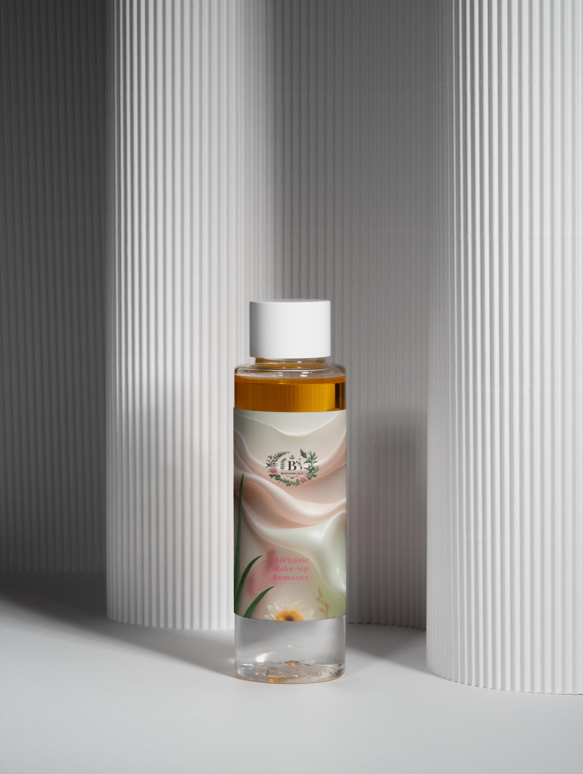 Make-up removal step in skincare routine using biphasic cleanser before facial cleansing for clean and refreshed skin