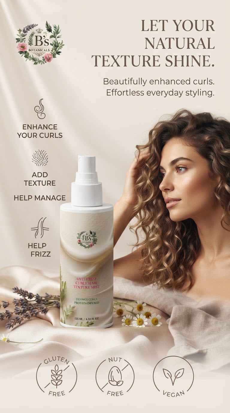 Anti-frizz styling mist designed to help manage flyaways and enhance the natural texture of curly hair