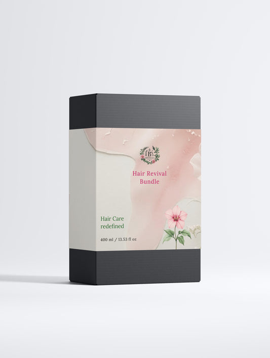 Hair revival bundle designed to repair damaged hair, strengthen strands and support healthy hair growth with botanical scalp and hair treatments