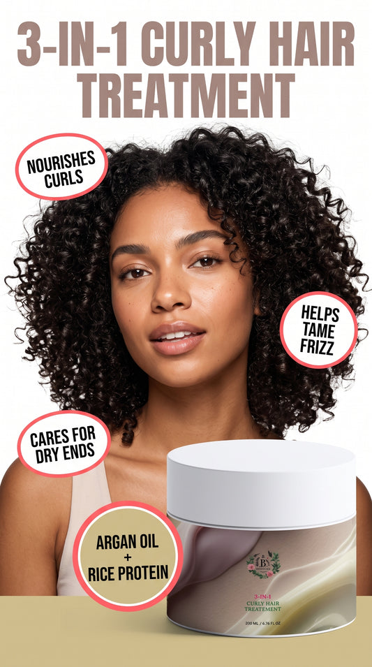 Luxury B’s Botanicals curly hair treatment for frizz and dry ends