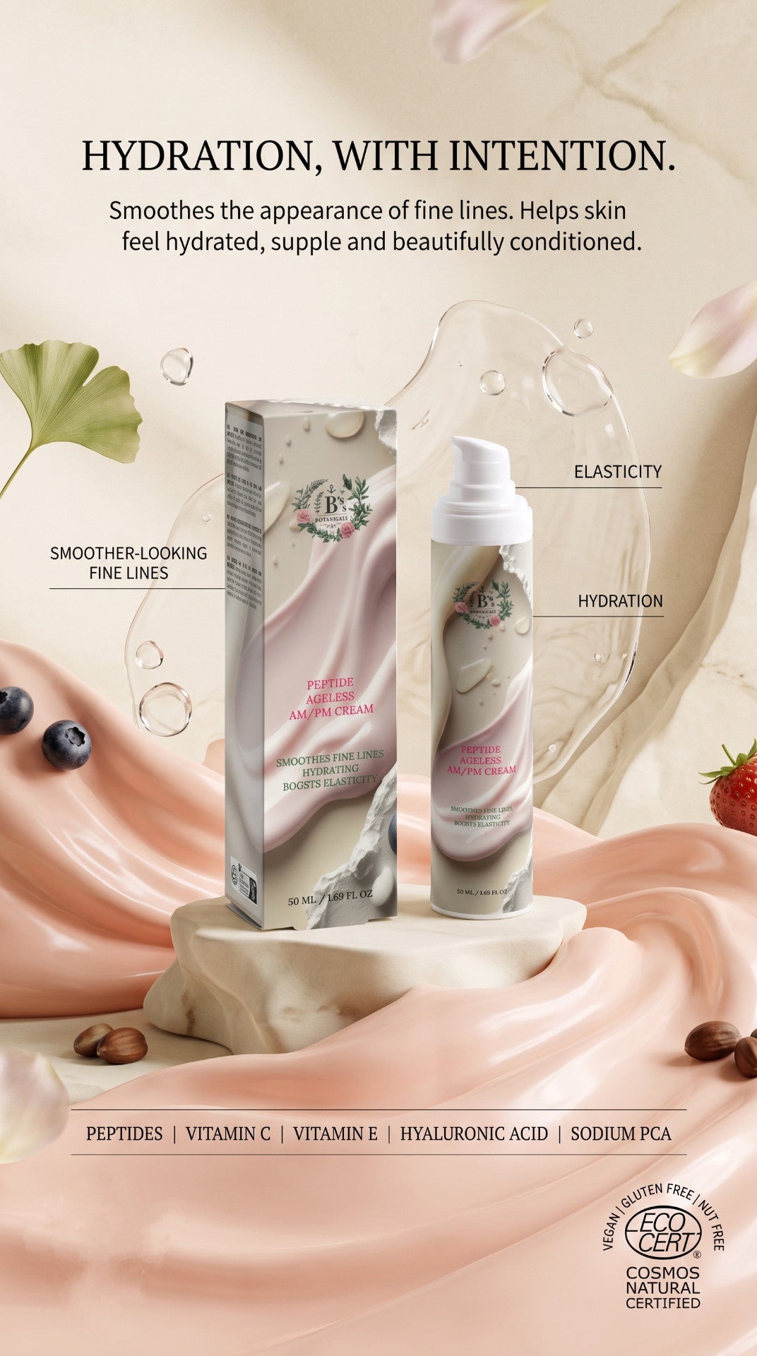 Peptide Ageless AM/PM Cream anti-aging moisturizer for mature skin with peptides and hyaluronic acid