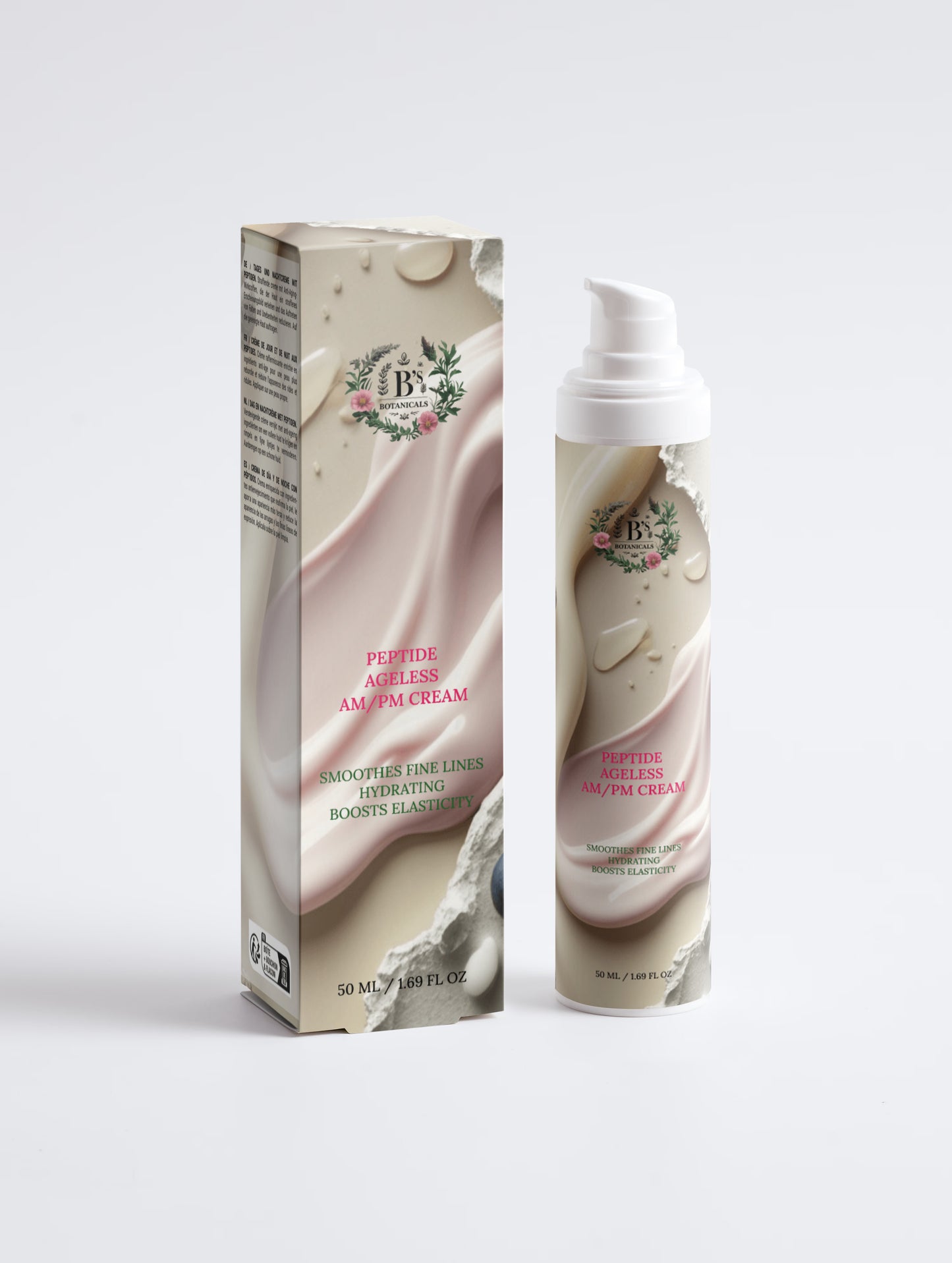 Silky cream texture of Peptide Ageless AM/PM Cream with peptide and hyaluronic acid hydration