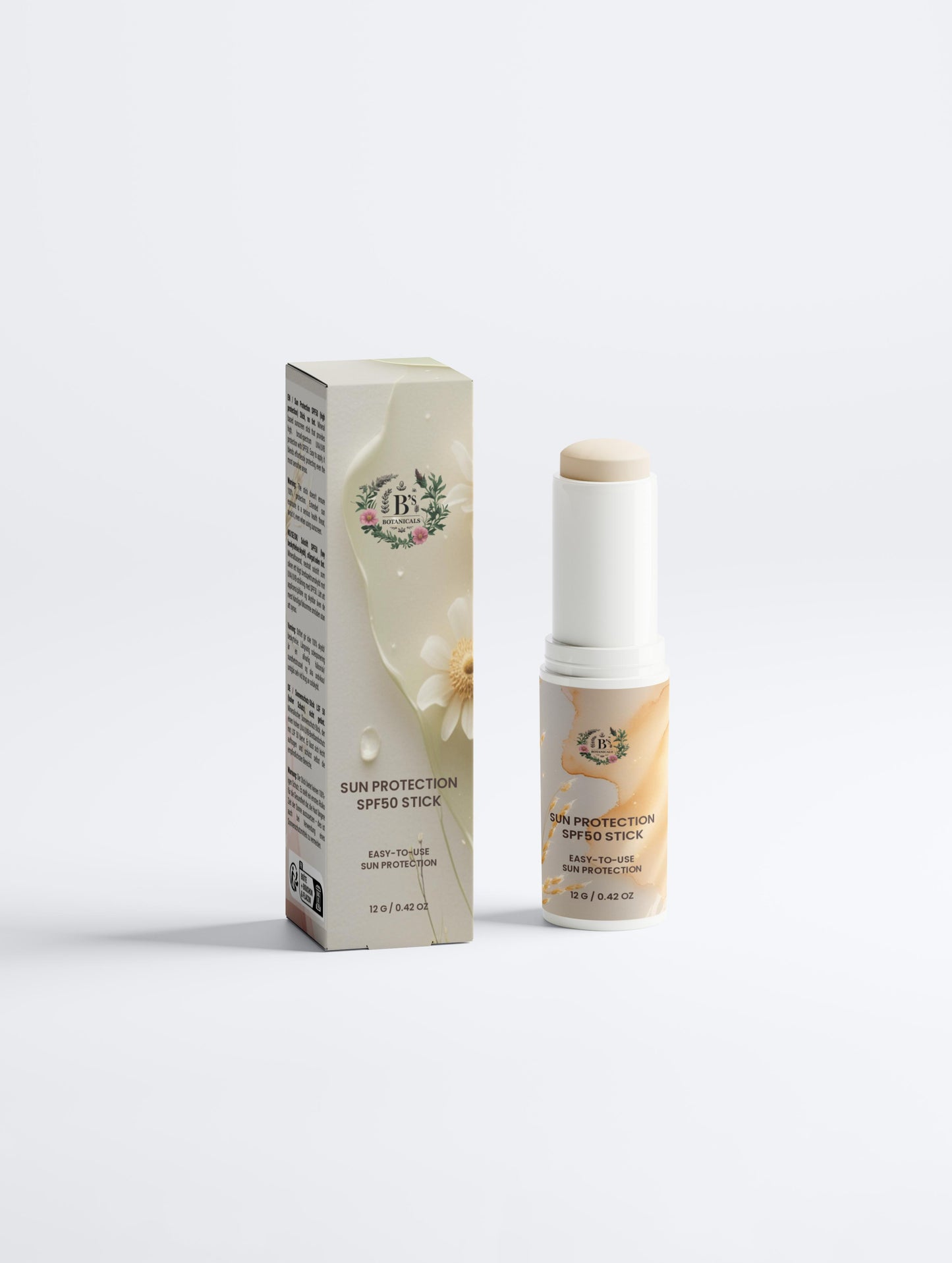 Luxury mineral sunscreen stick COSMOS natural certified packaging SPF50