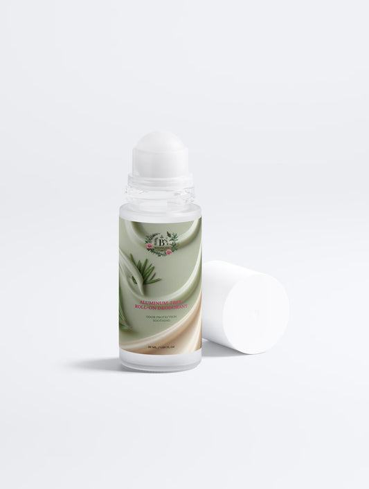 Natural vegan roll-on deodorant with a botanical green formula for everyday use.